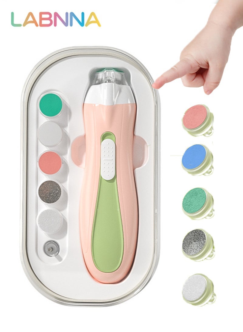 LABNNA Baby Nail Clippers, Electric Trimmer, Infant Nails File Kit with LED Lighting and 6 Different Sized Sanding Pads for Newborn Toddler Children or Adults Toes Fingernails Care - Image 1